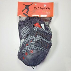 Vintage Dark Lightning Street Pro Youth Knee Elbow Wrist Pad Set Black Size L